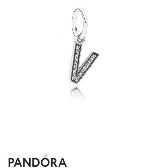 Pandora Alphabet Symbols Charms Letter V Pendant Charm Clear Cz Jewelry