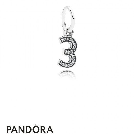 Pandora Alphabet Symbols Charms Number 3 Pendant Charm Clear Cz Jewelry