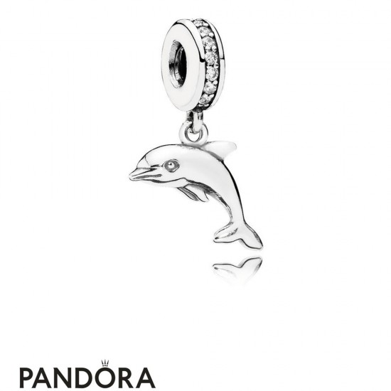 Pandora Animals Pets Charms Playful Dolphin Pendant Charm Clear Cz Jewelry