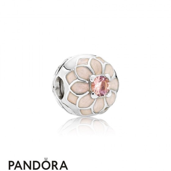 Pandora Clips Charms Blooming Dahlia Clip Cream Enamel Blush Pink Crystal Jewelry