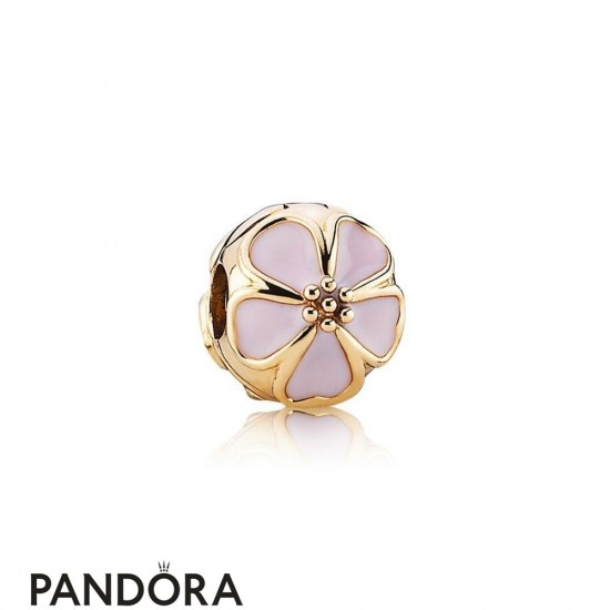 Pandora Clips Charms Cherry Blossom Clip Charm Pink Enamel 14K Gold Jewelry