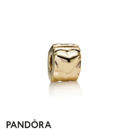 Pandora Clips Charms Heart Clip 14K Gold Jewelry