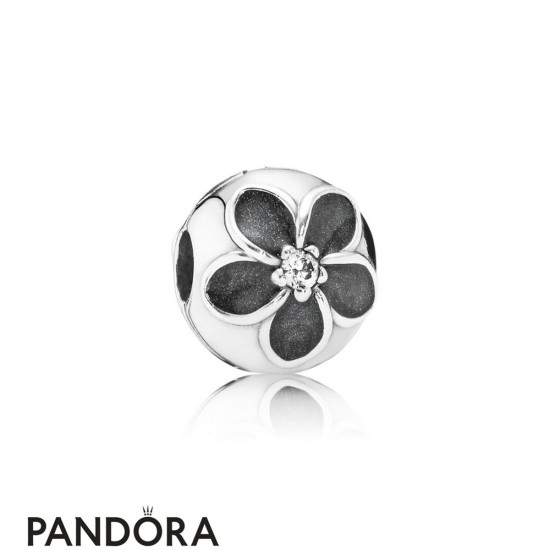 Pandora Clips Charms Mystic Floral Clip Clear Cz Black Enamel Jewelry