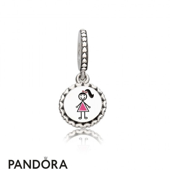 Pandora Family Charms Girl Stick Figure Pendant Charm Mixed Enamel Jewelry