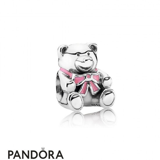 Pandora Family Charms It's A Girl Teddy Bear Charm Pink Enamel Jewelry