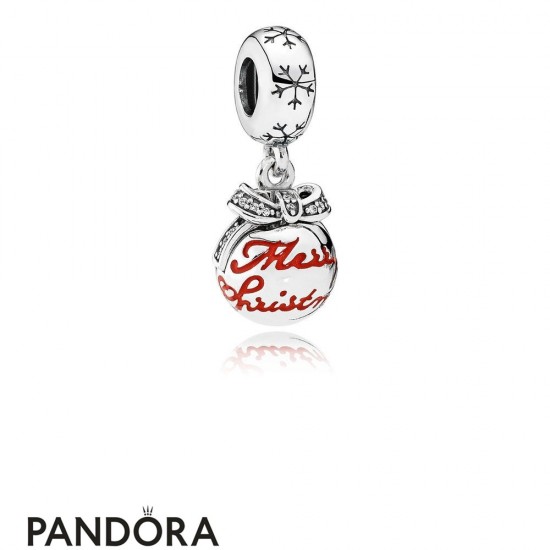 Pandora Holidays Charms Christmas Merry Christmas Bauble Translucent Red Enamel Jewelry