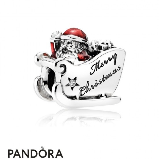 Pandora Holidays Charms Christmas Sleighing Santa Translucent Red Enamel Jewelry