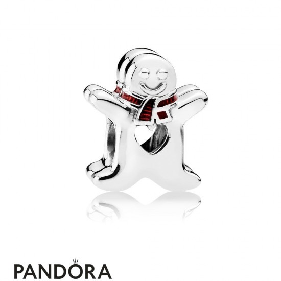 Pandora Holidays Charms Christmas Sweet Gingerbread Man Charm Translucent Red Enamel Jewelry