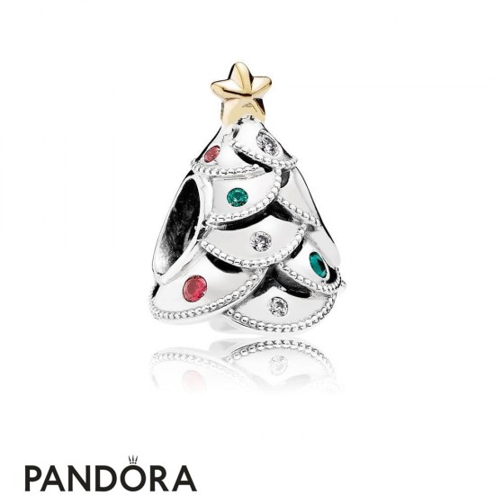 Women's Pandora Inspiration Festive Tree Charm Multi Colored Cz Jewelry