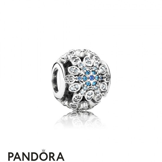 Pandora Nature Charms Crystalized Snowflakes Charm Blue Crystals Clear Cz Jewelry