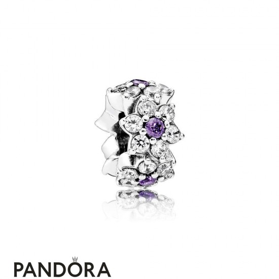 Pandora Nature Charms Forget Me Not Spacer Purple Clear Cz Jewelry