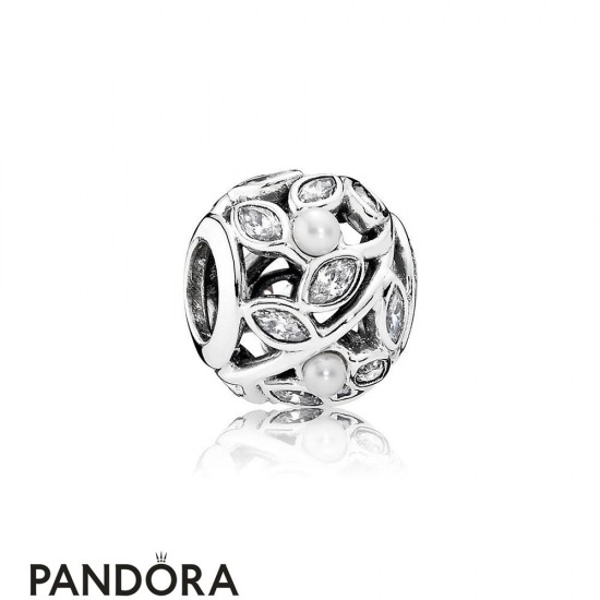 Pandora Nature Charms Luminous Leaves White Pearl Clear Cz Jewelry