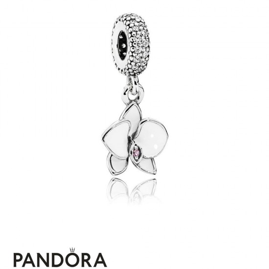 Pandora Nature Charms Orchid Pendant Charm White Enamel Clear Orchid Cz Jewelry