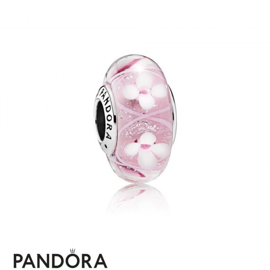 Pandora Nature Charms Pink Field Of Flowers Charm Murano Glass Jewelry
