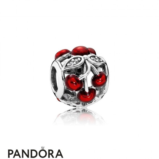 Pandora Nature Charms Sweet Cherries Charm Glossy Red Enamel Clear Cz Jewelry