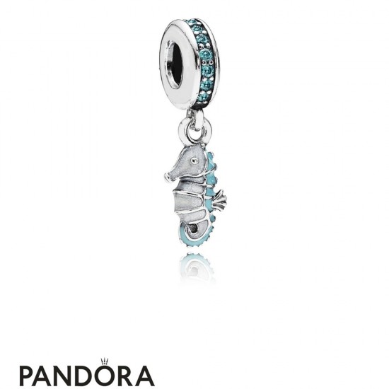 Pandora Nature Charms Tropical Seahorse Pendant Charm Teal Cz Turquoise Enamel Jewelry