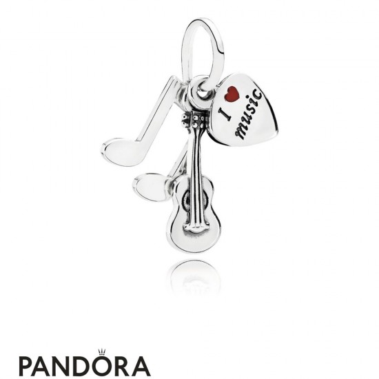 Pandora Passions Charms Music Arts I Love Music Pendant Charm Red Enamel Jewelry