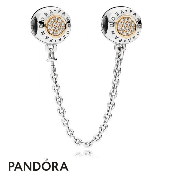 Pandora Safety Chains Pandora 14K Signature Safety Chain Clear Cz Jewelry