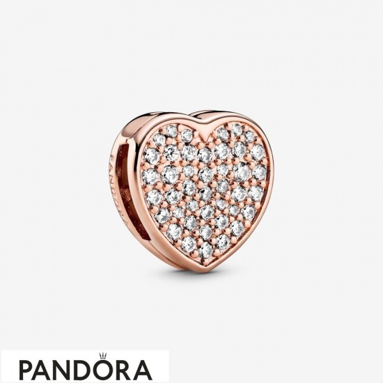 Women's Pandora Sparkling Heart Sketch Clip Charm Jewelry