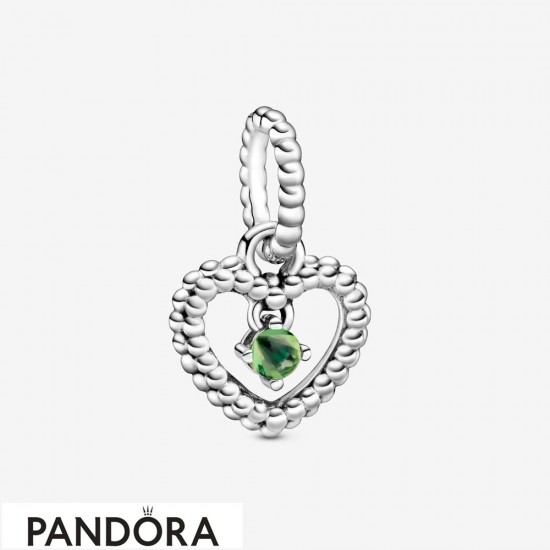 Women's Pandora Spring Green Beaded Heart Dangle Charm Jewelry