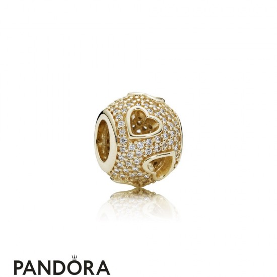 Pandora Symbols Of Love Charms Tumbling Hearts Charm Clear Cz 14K Gold Jewelry