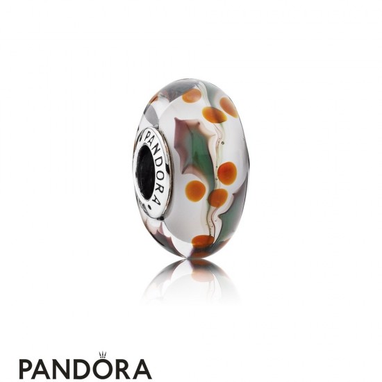 Pandora Touch Of Color Charms Christmas Holly Charm Murano Glass Jewelry
