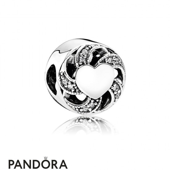 Pandora Valentine's Day Charms Ribbon Heart Charm Clear Cz Jewelry
