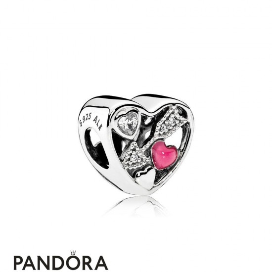 Pandora Valentine's Day Charms Struck By Love Magenta Enamel Clear Cz Jewelry