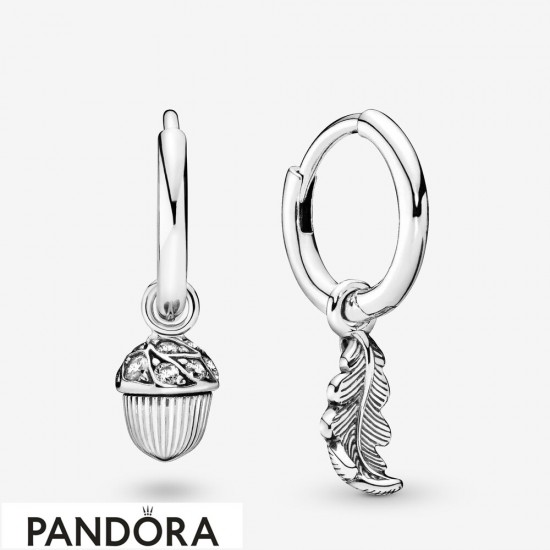 Women's Pandora Acorn & Leaf Hoop Earrings Jewelry