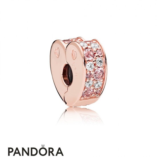 Women's Pandora Arcs Of Love Clip Pandora Rose Light Pink Rose Pink Crystals Jewelry