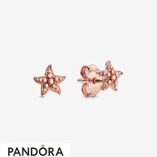 Women's Pandora Beaded Starfish Stud Earrings Jewelry