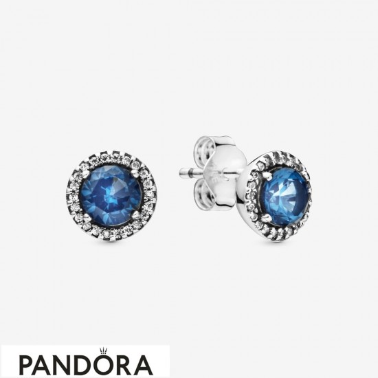 Women's Pandora Blue Round Sparkle Stud Earrings Jewelry