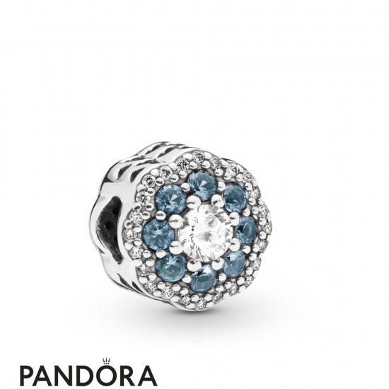 Women's Pandora Blue Sparkle Flower Charm Jewelry
