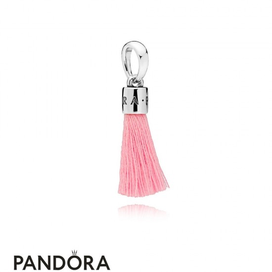 Women's Pandora Bright Pink Fabric Tassel Dangle Charm Jewelry