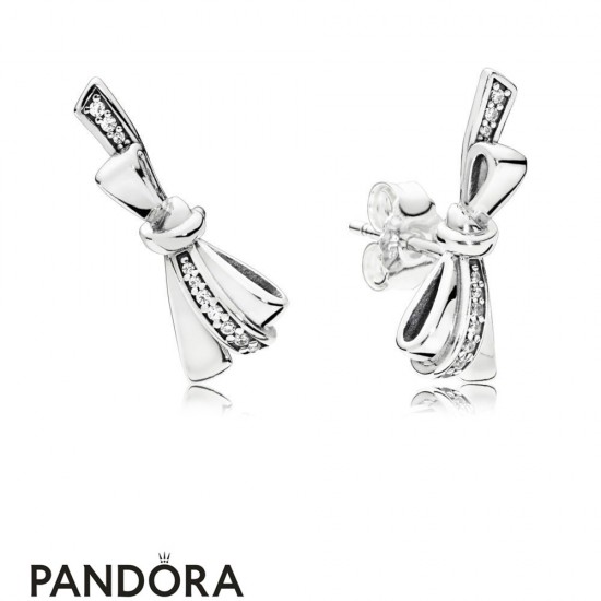 Women's Pandora Brilliant Bow Earring Studs Jewelry