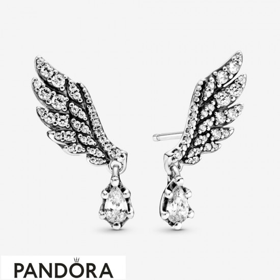 Women's Pandora Dangling Angel Wing Stud Earrings Jewelry