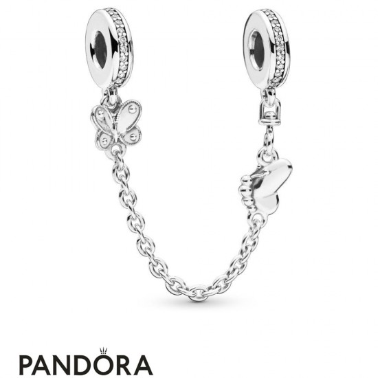 Women's Pandora Decorative Butterflies Safety Chain Jewelry