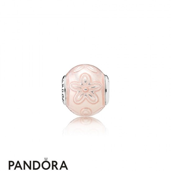 Pandora Essence Happiness Charm Transparent Cream Pink Enamel Jewelry