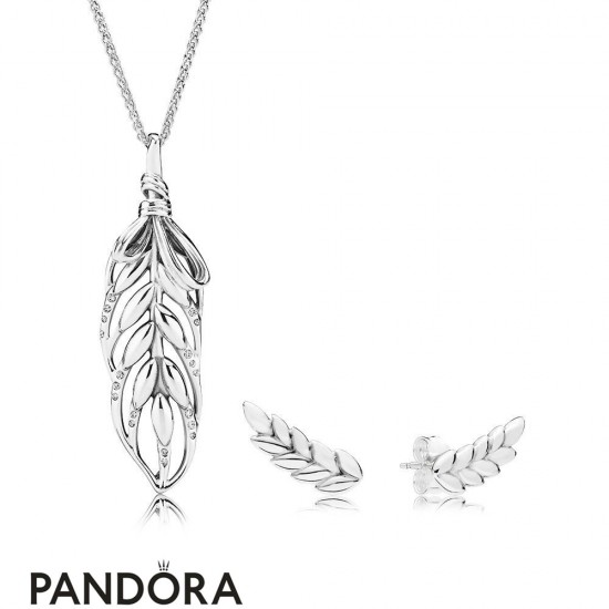 Women's Pandora Floating Grains Of Life Necklace And Earrings Set Jewelry