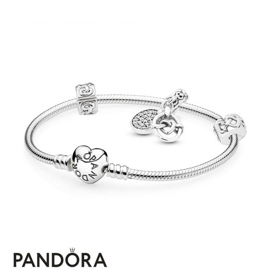Women's Pandora Knotted Hearts Bracelet Set Jewelry