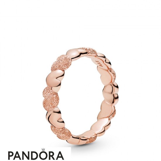 Women's Pandora Matte Brilliance Hearts Ring Pandora Rose Jewelry