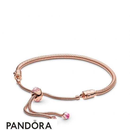 Women's Pandora Moments Pandora Rose Peach Blossom Flower Sliding Bracelet Jewelry