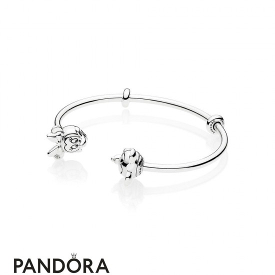Women's Pandora Open Mix Mickey And Minnie In Silver Jewelry