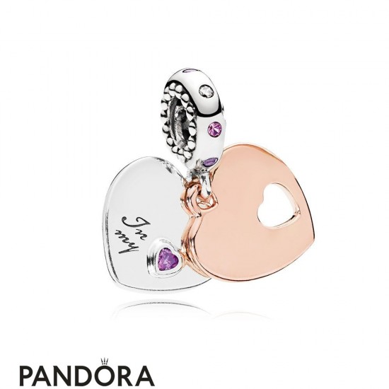 Women's Pandora Part Of My Heart Dangle Charm Pandora Rose Soft Pink Lilac Crystals Jewelry