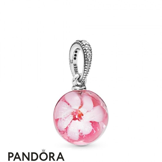 Women's Pandora Peach Blossom Flower Murano Charm Jewelry