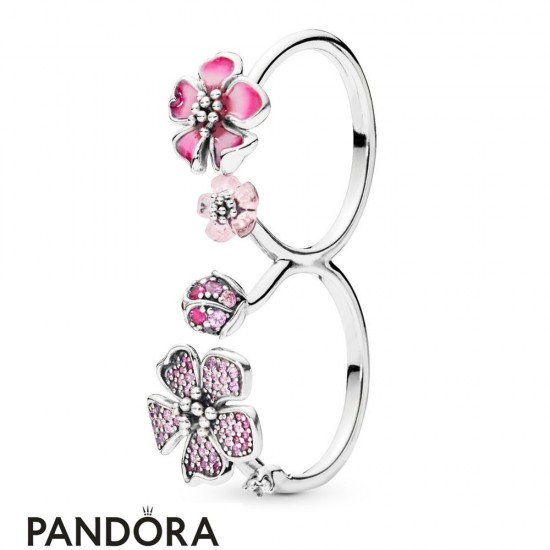 Women's Pandora Peach Blossom Flowers Ring Jewelry