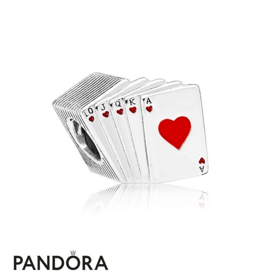 Women's Pandora Playing Cards Charm Red & Black Enamel Jewelry