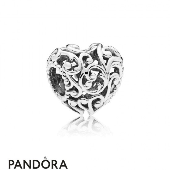 Women's Pandora Regal Pattern Heart Openwork Charm Jewelry