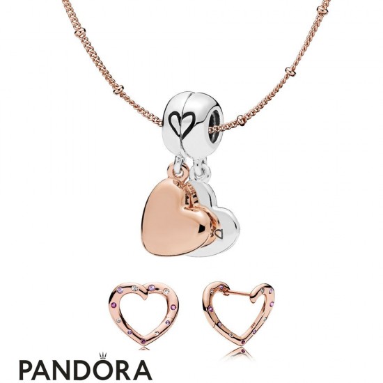 Pandora Rose Mother & Daughter Necklace And Earring Set Jewelry