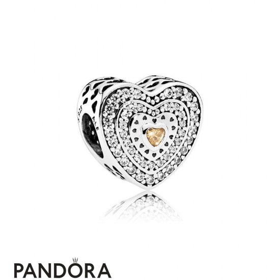 Pandora Signature Lavish Heart Charm Fancy Colored Jewelry